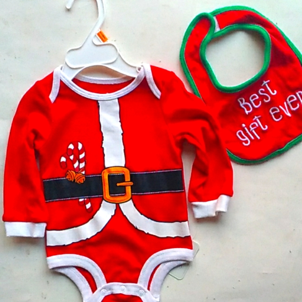 Christmas Baby Onesie Brand New and bib